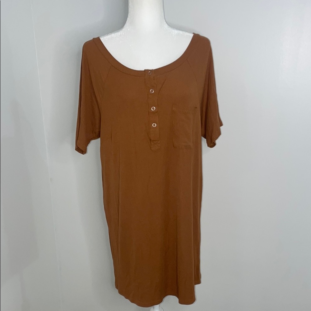 Mittoshop Brown Relaxed Buttoned Dress